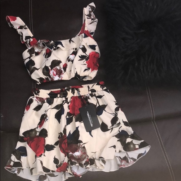 PrettyLittleThing Tops - Pretty Little Thing Rose Two Piece Set